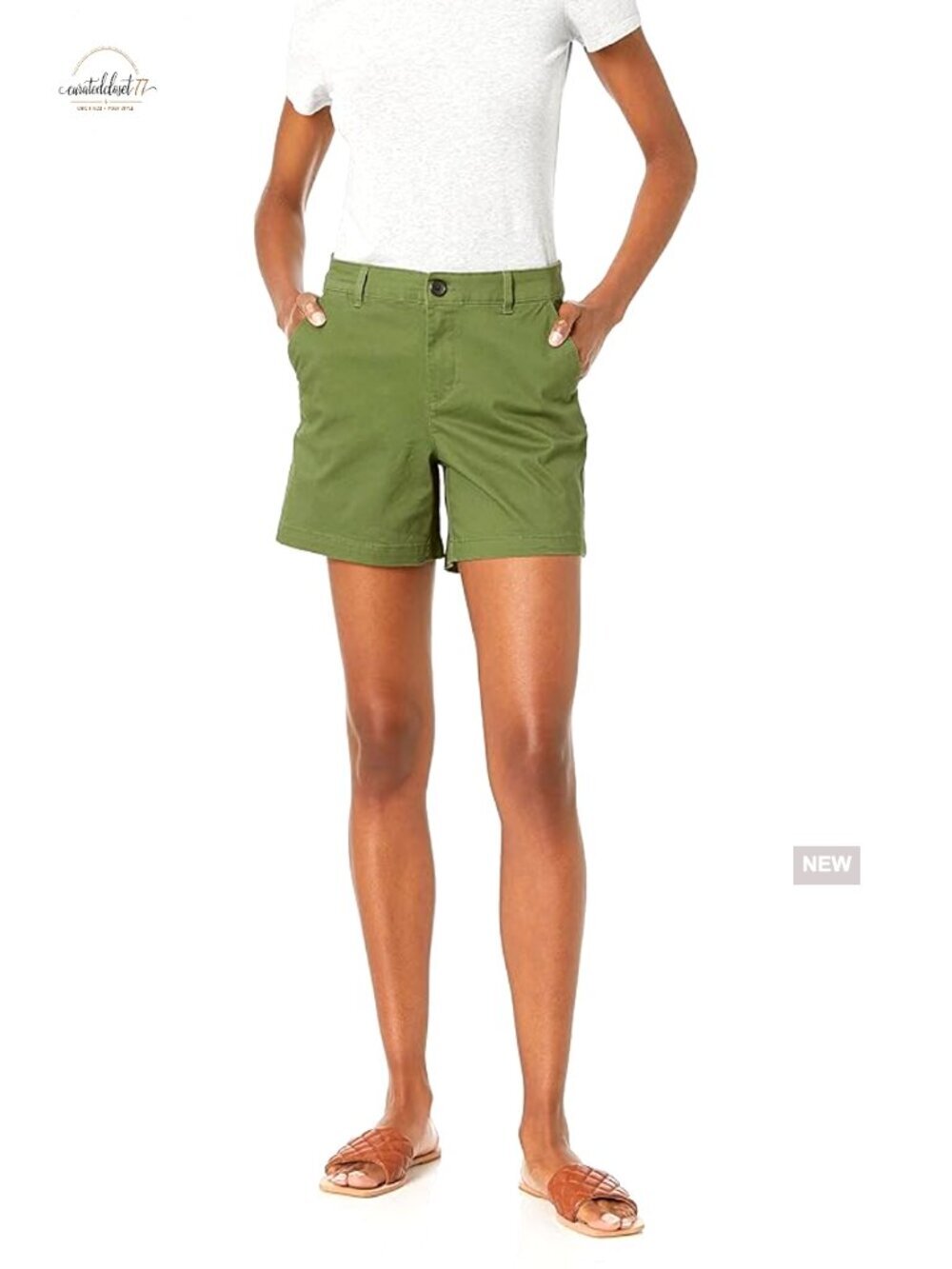 Mid-Rise Slim-Fit 5-Inch Inseam Cotton Twill Shorts Straight Fit